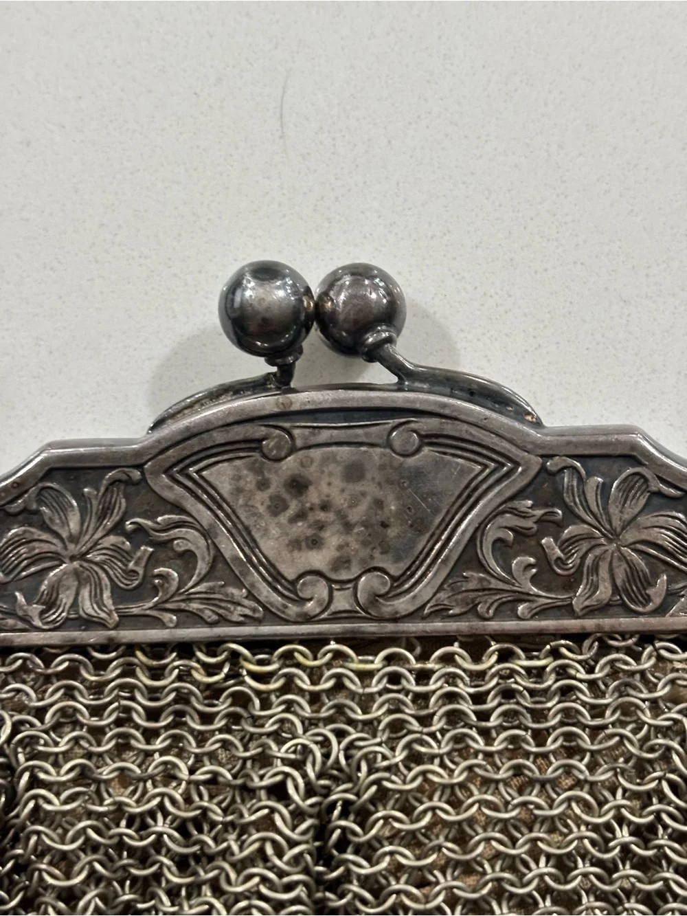 😍Antique Vintage Circa 1900 German Nickel Silver Evening Clutch HandBag